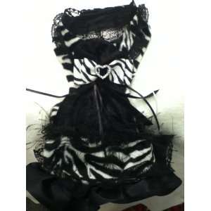  Designer Black and White Zebra Dog Dress: Pet Supplies