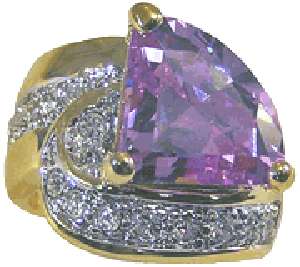 18kt Gold gp Simulated Alexandrite Ladies Ring Sz 5 9 W767 FREE 