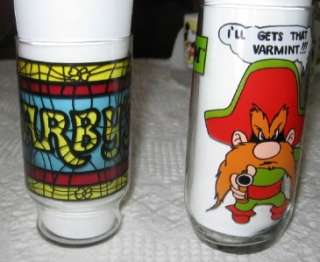   Promotion Glasses   Stained Glass and Yosemite Sam Looney Tunes 1966