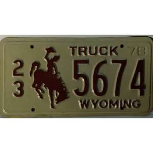  Wyoming 1978 Steel License Plate with Brown Horse and 