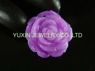 Purple dyed jade carved rose flower bead pendant YNA208  