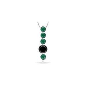  1.12 Cts Black Diamond & 0.68 Cts Emerald Pendant in 14K 