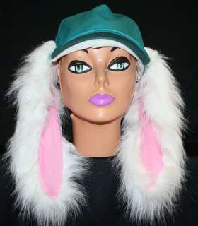 Floppy Ear Bunny Hat  adjustable teal colored ball cap with attached 