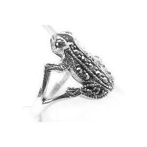   Vintage Look Marcasite Frog Ring Size 5(Size 5,6,7,8,9): Jewelry