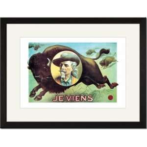  Black Framed/Matted Print 17x23, Buffalo Bill Je Viens 