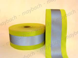 REFLECTIVE MATERIAL FABRIC tape sew on 4.5 INCH lime  