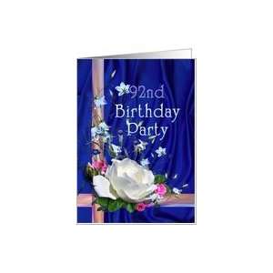 92nd Birthday Party Invitation White Rose Card: Toys 