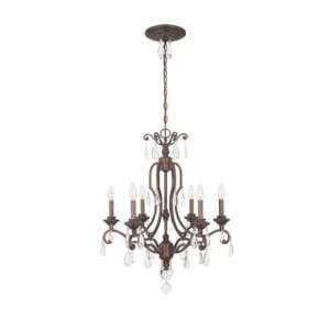   Palermo 6 Light Chandelier with Clear Oyster Crystal in Mediterranean