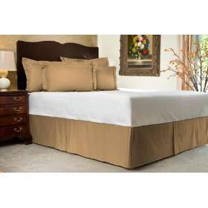   Gold Sateen Stripe Tailored Bed Skirt with 14 Drop, Queen Home