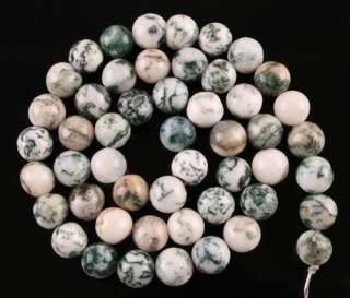 Description: 8mm 15 round White Moss Agate gemstone beads k117