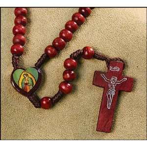   of Guadalupe Rosary Wooden Cross Crucifix Wood Religious Necklace 14