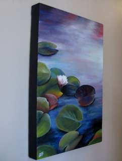 Original PAINTING by CES  Lily Pad POND Canadian EBSQ Daily Art Purple 