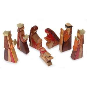  Wood nativity scene, Gifts for Baby Jesus (set of 8 