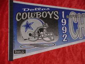 1992 Dallas Cowboys Super Bowl XXVII Champs Pennant  
