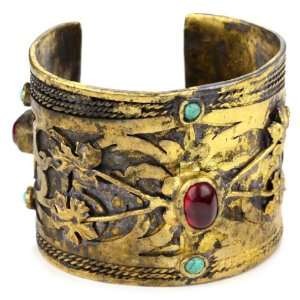    Gypsy Endulge Turquoise Oxidized Gold Cuff Bracelet Jewelry