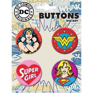  Wonder Woman Super Girl 4 Piece Button Set: Toys & Games