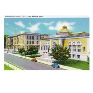  Bangor, Maine, Exterior View of the High School and 