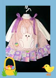 Easter Bunny Dress 3T Boutique Couture & Matching Carrot Hair Bow So 