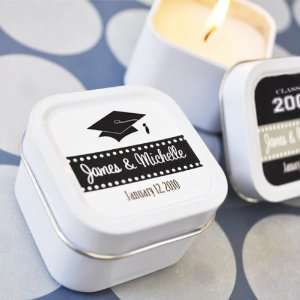 Baby Keepsake: Hats off to You Personalized Graduation Square Candle 