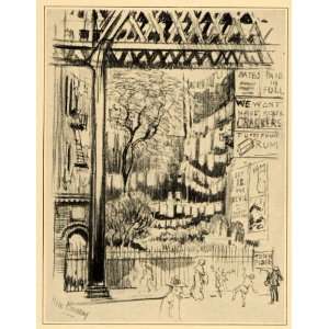 1909 Joseph Pennell Jewish Cemetery Bowery NYC Print 