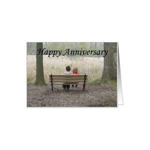  Happy Anniversary   Kids On Bench Card: Health & Personal 