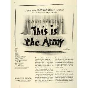  1943 Ad WWII Warner Bros. Irving Berlin This is the Army Movie 