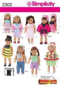 Simplicity Pattern 2302 For American Girl Dolls New  