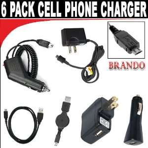  Cell phone charger kit 6 pack, 1 car 1 travel, 1 USB car 1 