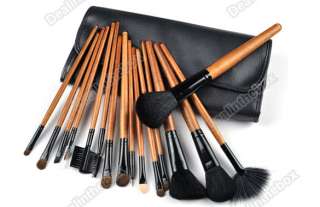 16 PCS / Professional Makeup Cosmetic Brush set Brown + Rollup Black 