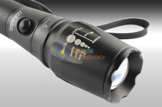  Zoomable CREE T6 LED 1600lm Flashlight Torch Light+Batt+AC/Car Charger