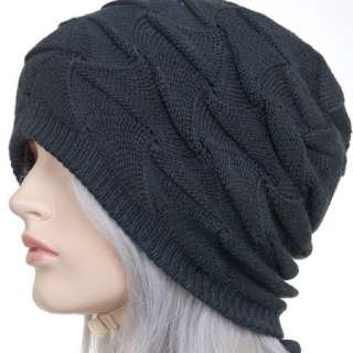 KH1895 Tricot extensible Twisted souple noir Prévenez hiver Bonnet 