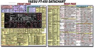 YAESU FT 450 AMATEUR HAM RADIO DATACHART 8 1/2 x 11  