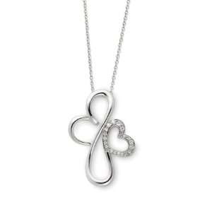 Everlasting Love, Heart, Cross Necklace in Silver
