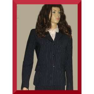   Victorias Secret Navy Pinstripe Long Blazer Jacket 6 