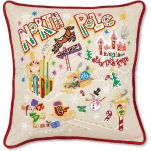 com North Pole Winter Embroidered Holiday Throw Seasonal Pillow. Free 