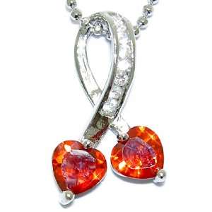   Silver Simulated Fire Opal Pendant with 18 Necklace P4022 Jewelry