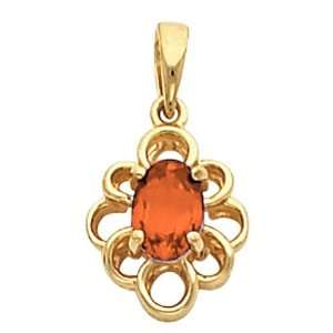  14K Yellow Gold Mexican Fire Opal Pendant Jewelry