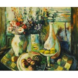 Still Life, Fruit, Pottery, Vase, Hand Painted Oil Canvas on Stretcher 