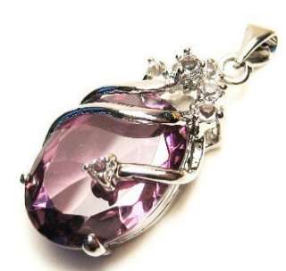 Solitaire Amethyst Silver Crystal Pendant With Necklace  