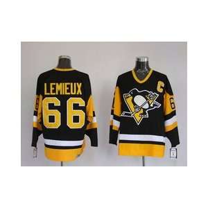  Lemieux #66 NHL Pittsburgh Penguins Black/yellow Hockey 