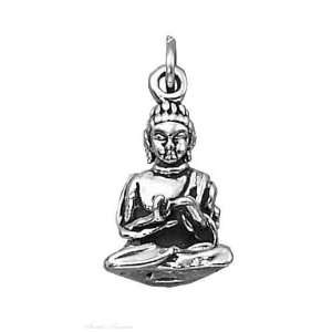  Sterling Silver Antiqued Young Lotus Buddha Charm: Jewelry