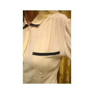 CHRISTIAN DIOR Womens Vintage Silk Blouse Shirt Top Off White Black 8 