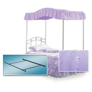   Canopy Fabric Set with White Twin Princess Bed Frame & Canopy Frame