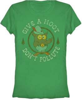Give a Hoot Dont Pollute Woodsy The Owl Womens T Shirt  