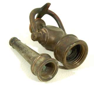 Antique WOODHOUSE BRASS FIRE HOSE NOZZLE Finger divider on valve 