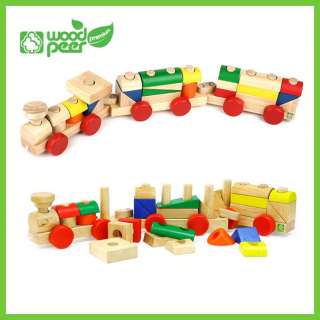 Wooden Stacking Blocks Baby Childs Educational Toy Train Travel New 