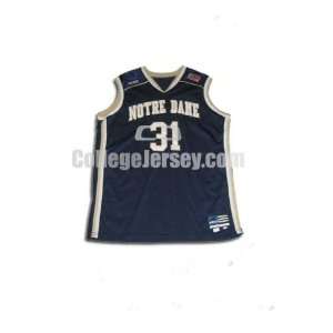  Blue No. 31 Game Used Notre Dame Adidas Basketball Jersey 