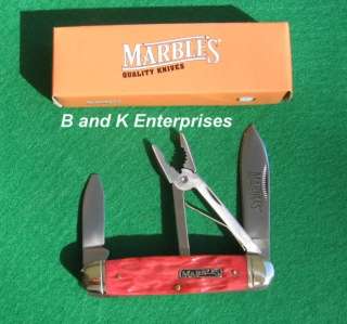 MARBLES RED BONE Folder with Pliers knife/knives New IB  