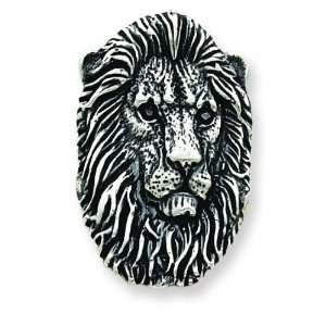   Silver Antiqued Lion Head Pendant with 20 inch Sterling Silver Chain