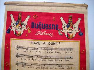 Duquesne Duke Beer Sign Cloth Banner Pittsburgh PA  